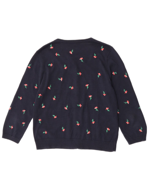Laura Ashley Damen-Cardigan-Pullover UK 12 Mittleres Marineblau mit Blumenmuster