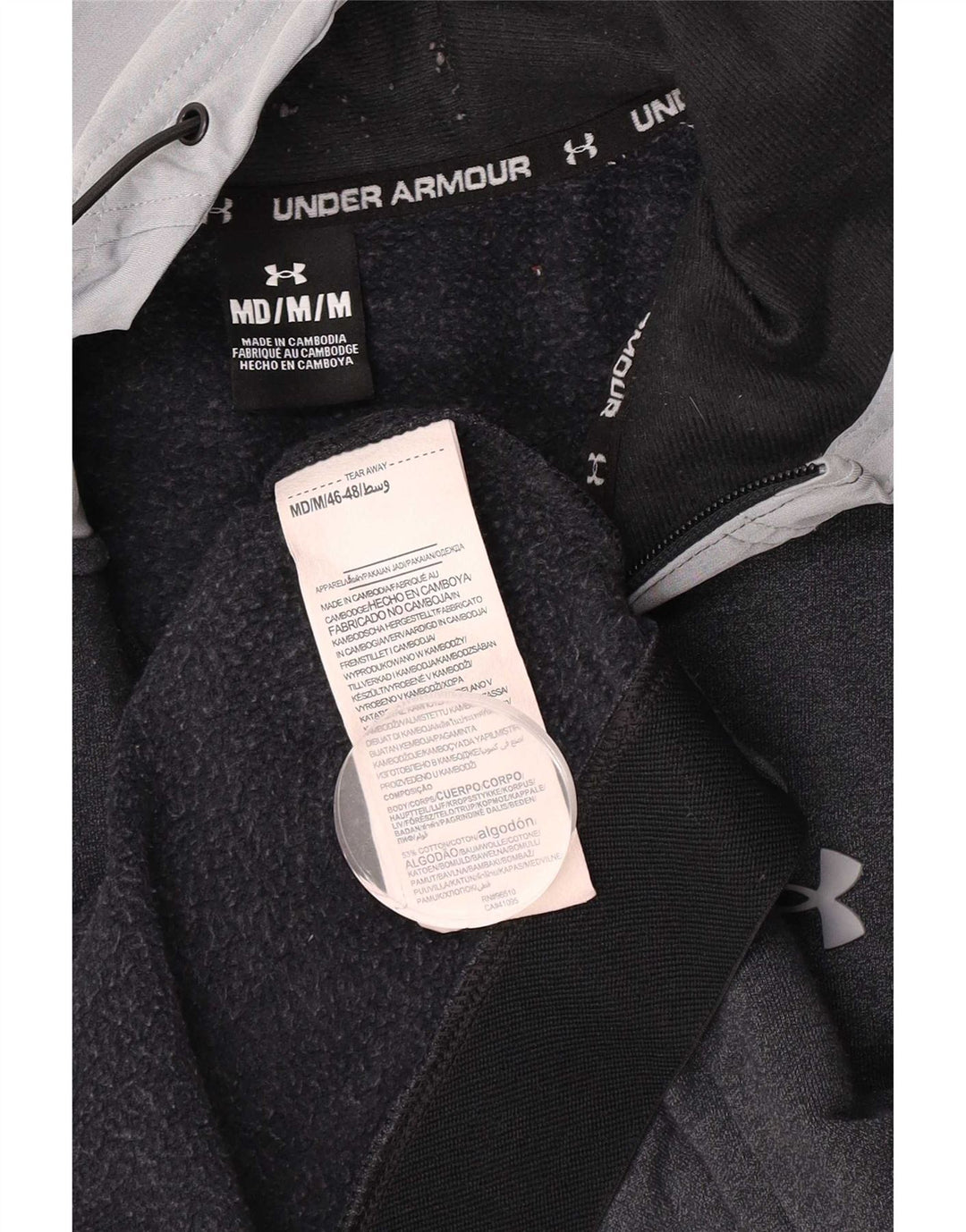 Under Armour Herren-Kapuzenpullover mit Reißverschluss, mittelgraue Colourblock-Baumwolle