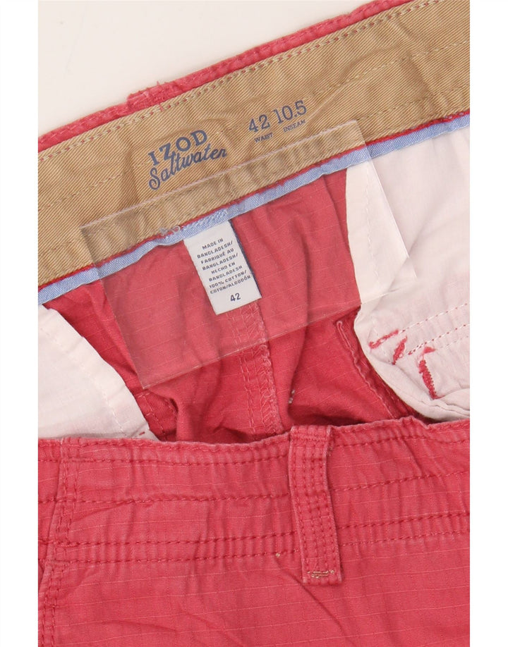 IZOD Herren Salzwasser-Cargoshorts W42 2XL rosa karierte Baumwolle