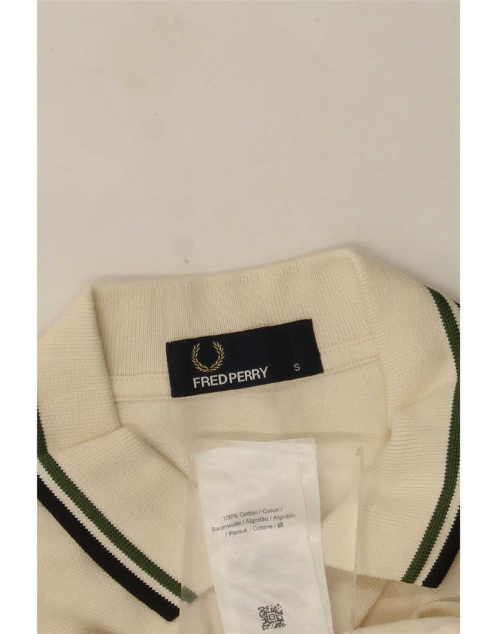 Fred Perry Herren-Poloshirt, Größe S, weiße Baumwolle