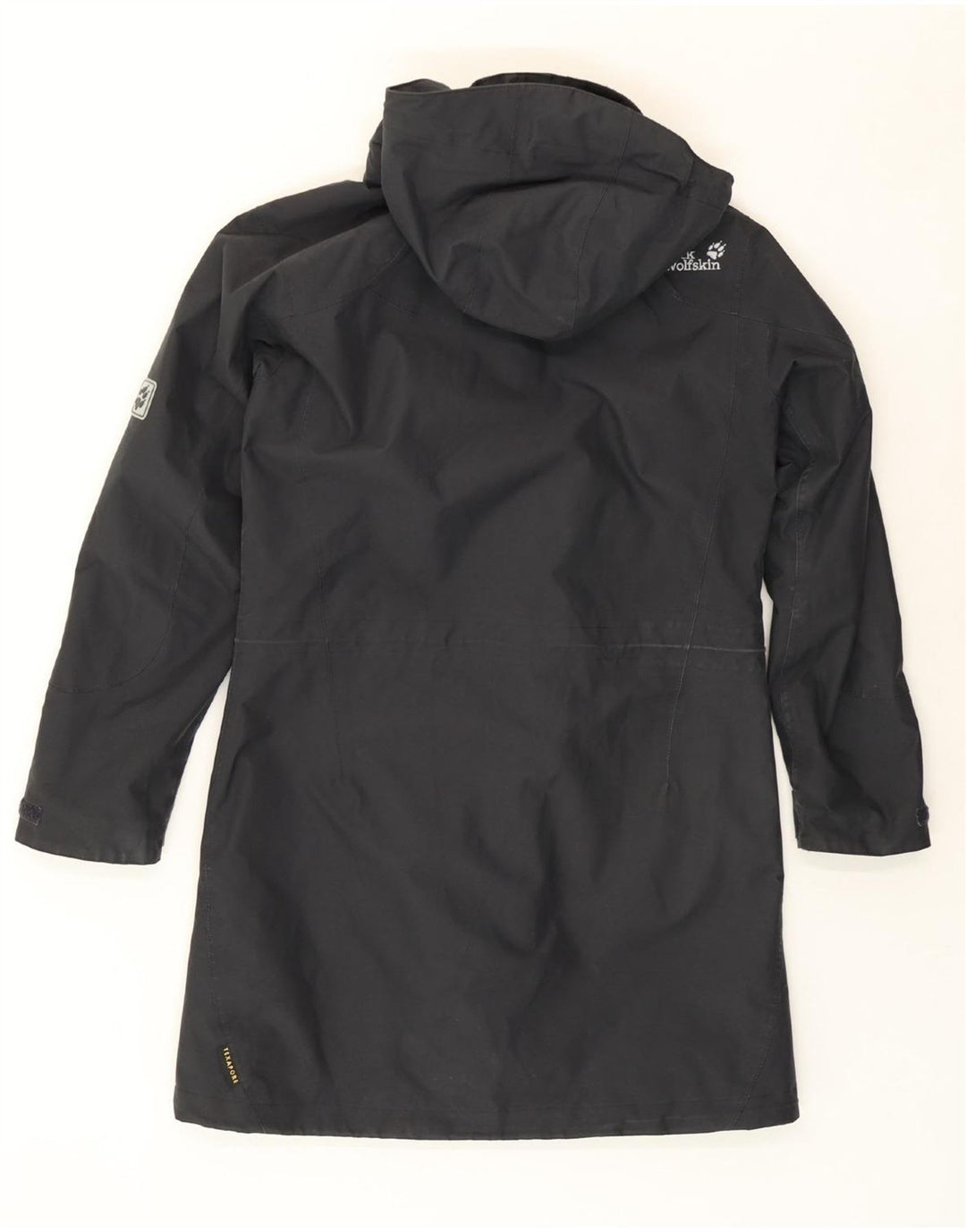 JACK WOLFSKIN Womens Hooded Raincoat UK 12/14 Medium Black Polyester Vintage Jack Wolfskin and Second-Hand Jack Wolfskin from Messina Hembry 