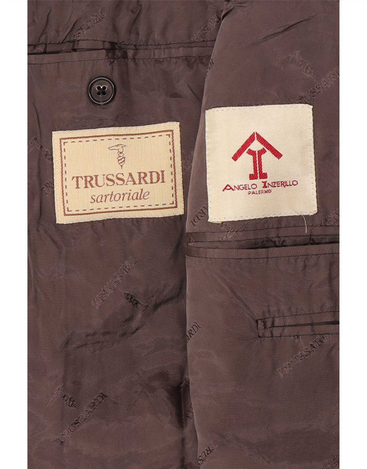 Trussardi Herren-Blazer mit 3 Knöpfen IT 52 XL, grau gestreifte Schurwolle