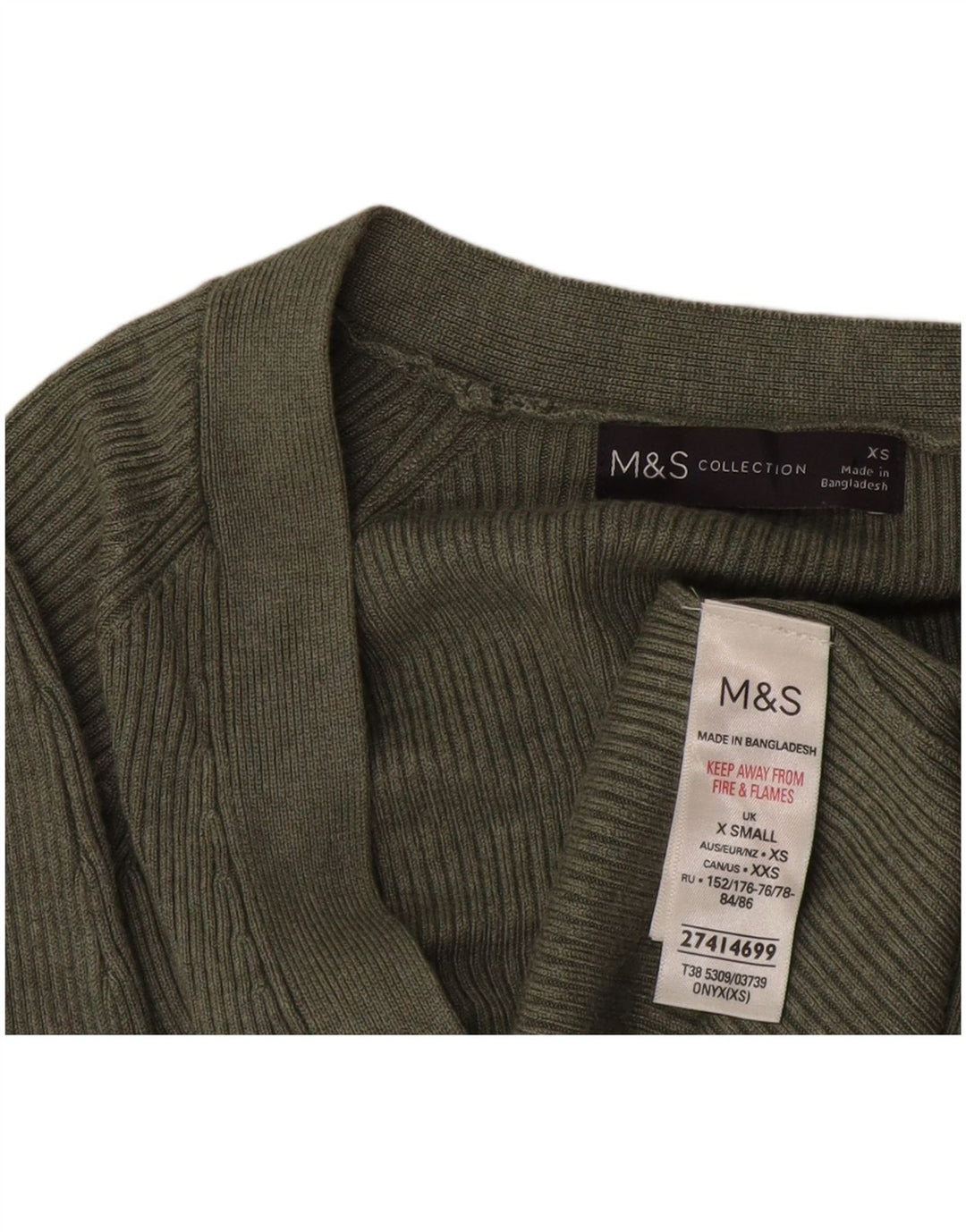 Marks & Spencer Offener Damen-Cardigan-Pullover UK 10 Small Grüne Viskose
