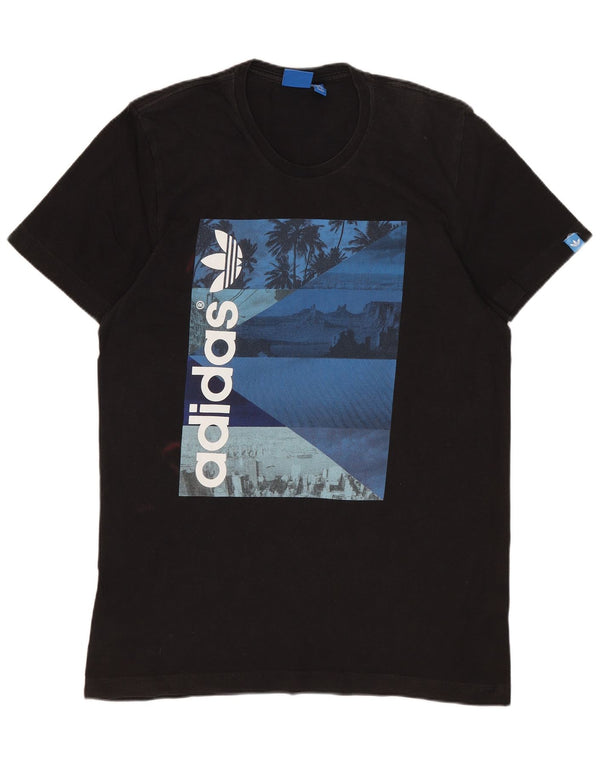 ADIDAS Herren Grafik T-Shirt Top Medium Schwarz Baumwolle