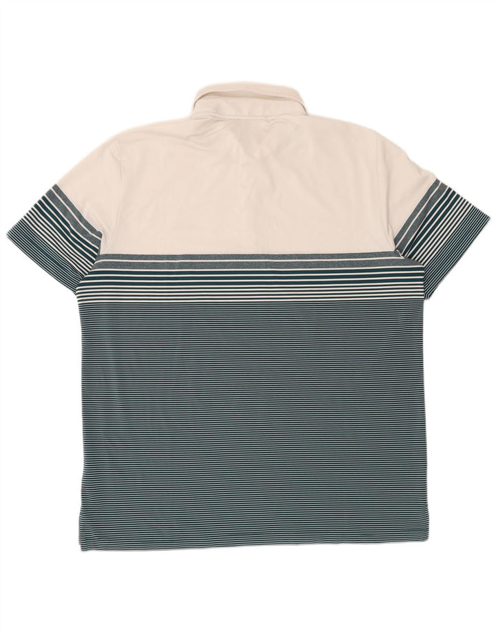 ADIDAS Herren Poloshirt XL Grün Nadelstreifen Polyester