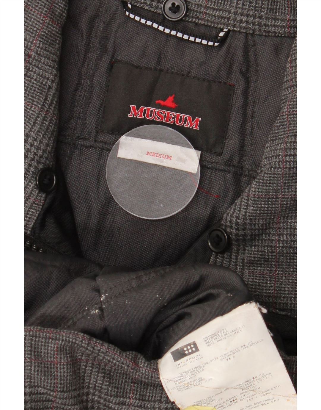 Museum Damen Bomberjacke UK 14 Mittelgraue Hahnentritt-Baumwolle