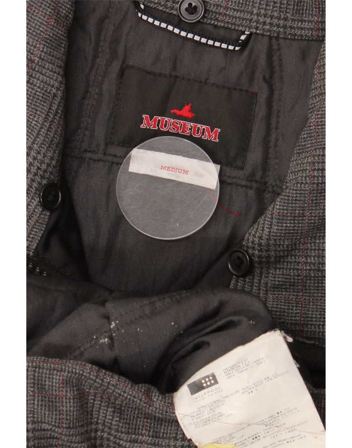 Museum Damen Bomberjacke UK 14 Mittelgraue Hahnentritt-Baumwolle