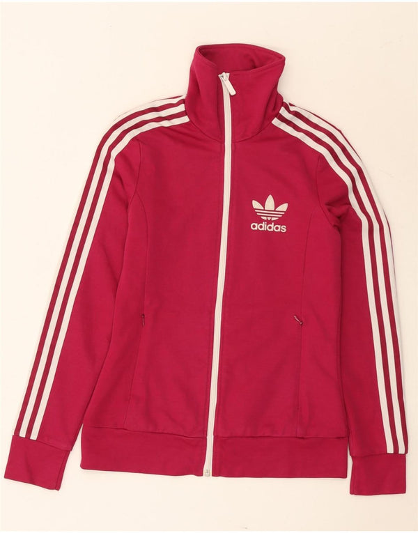 Adidas Damen Trainingsanzug Top Jacke IT 40 Small Pink Colourblock Baumwolle