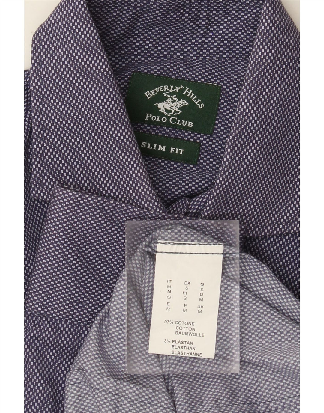 Beverly Hills Slim-Fit-Hemd für Herren aus mittelblau gepunkteter Baumwolle