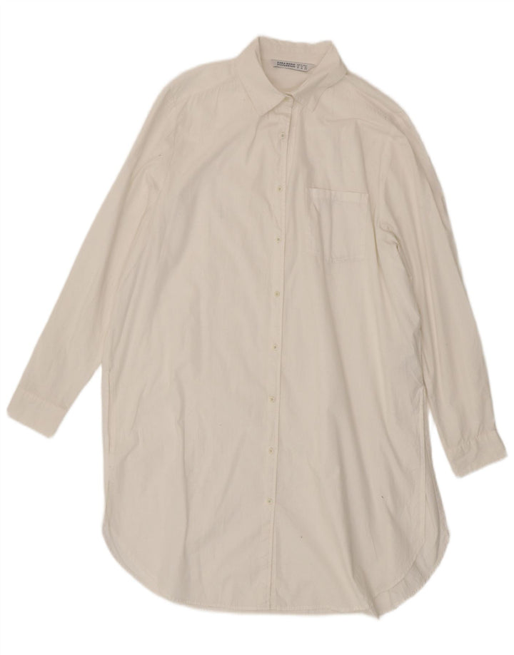 Zara Damen-Oversize-Hemdkleid, UK-Größe 14, mittelweiße Baumwolle