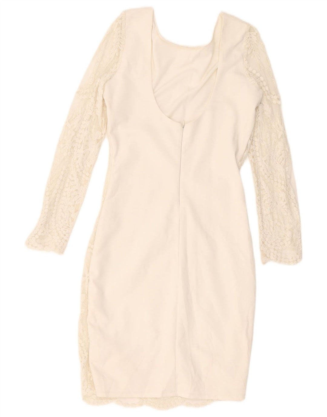 Zara Damen Trafaluc Spitzen-Bodycon-Kleid UK 12 Mittelweißes Polyester