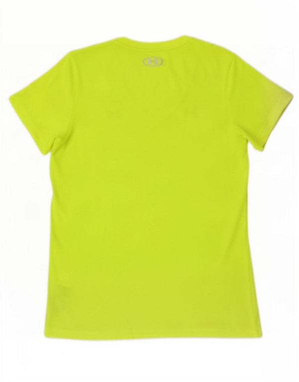 Under Armour Damen Heat Gear T-Shirt Top UK 12 Mittelgelbes Polyester
