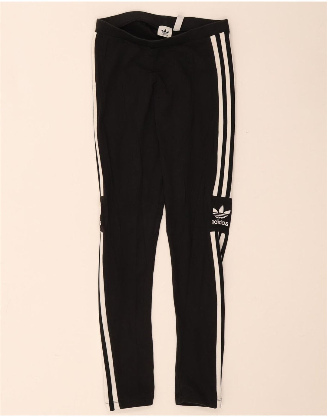 Adidas Damen Leggings UK 10 Small Schwarz Baumwolle