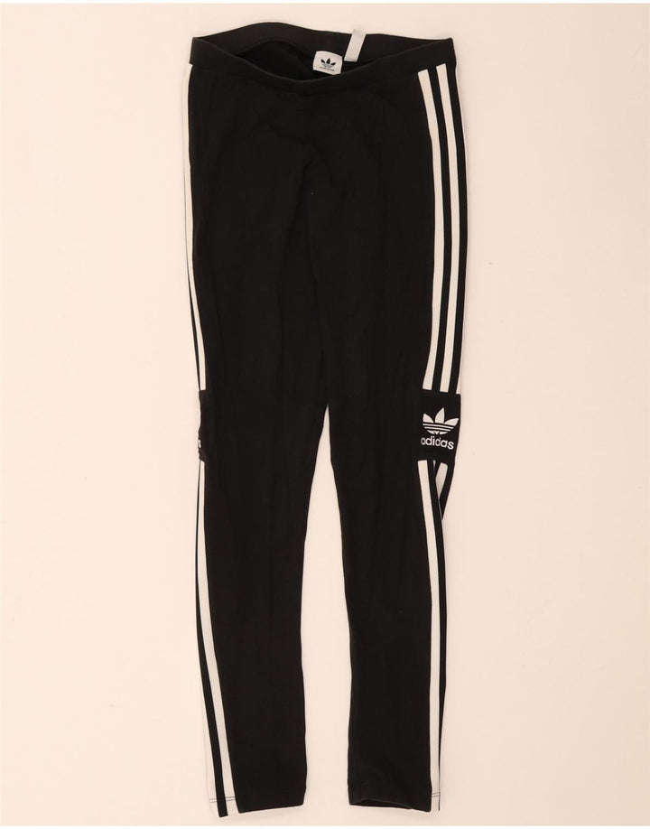 Adidas Damen Leggings UK 10 Small Schwarz Baumwolle