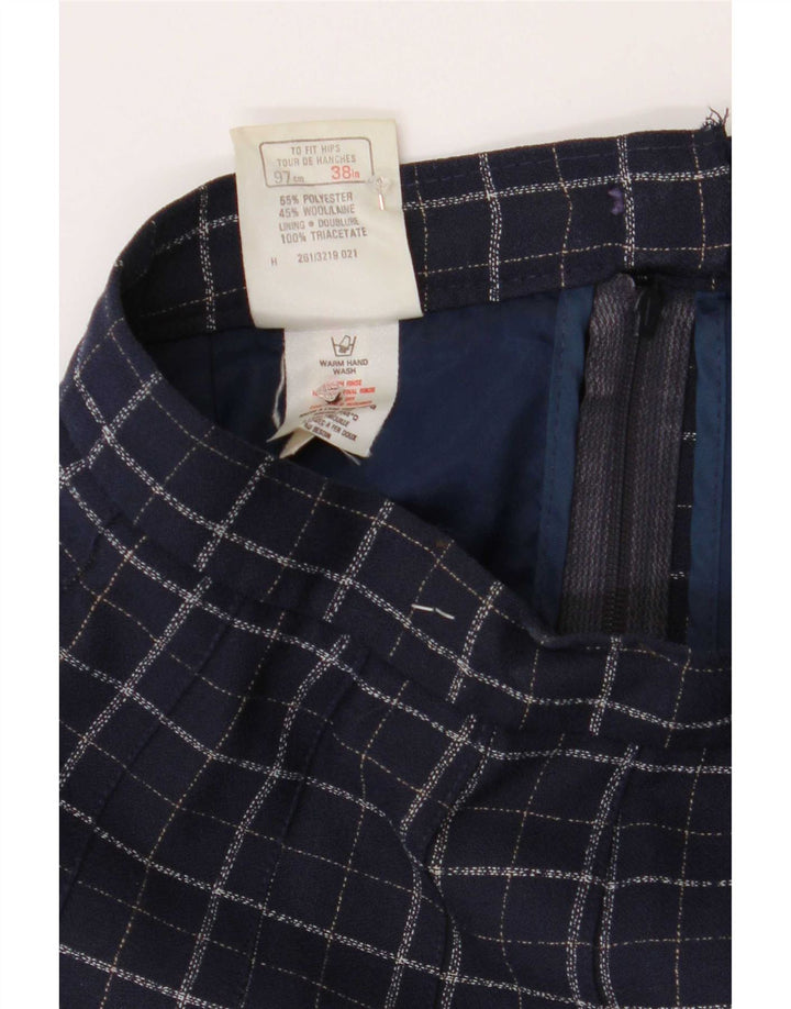 St Michael Damen A-Linien-Rock UK 14 Medium W28 Marineblau kariertes Polyester