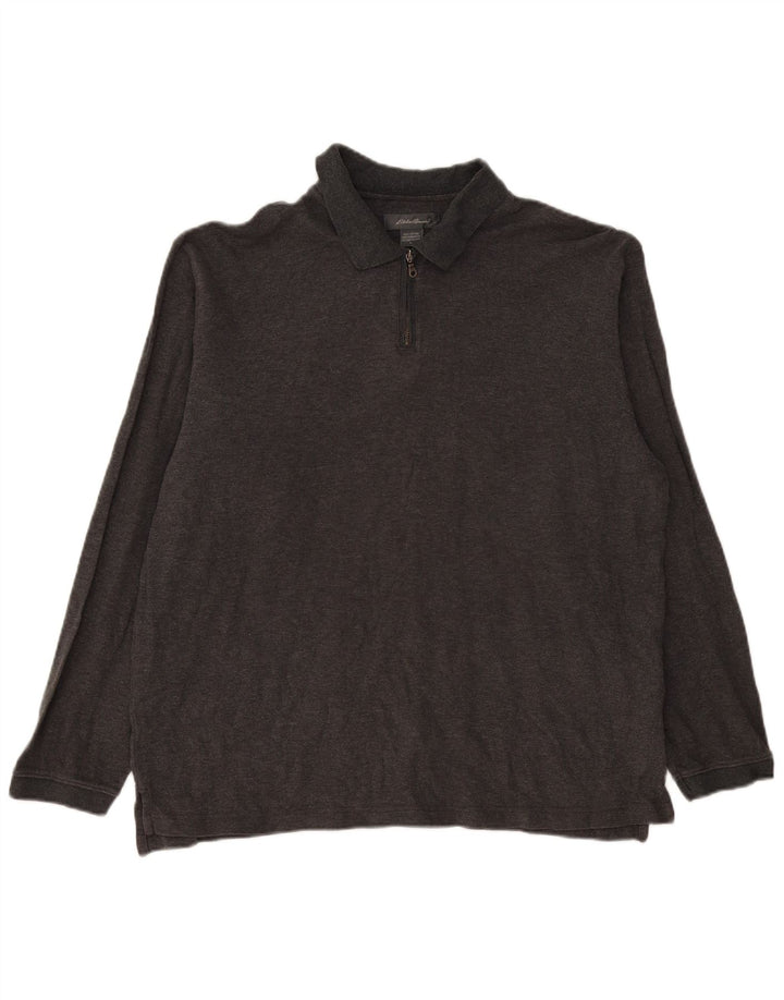 EDDIE BAUER Herren-Langarm-Poloshirt, große graue Baumwolle