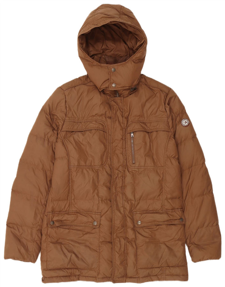 Harmont & Blaine Wattierte Herrenjacke mit Kapuze, UK 38, Mittelbraun