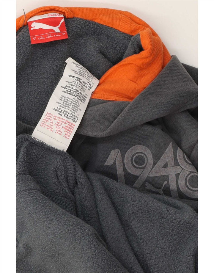 Puma Herren Graphic Zip Hoodie Pullover Große graue Baumwolle