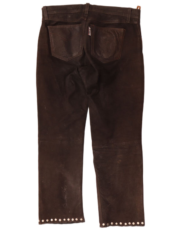 Vintage Herren gerade Lederhose W38 L29 Braun