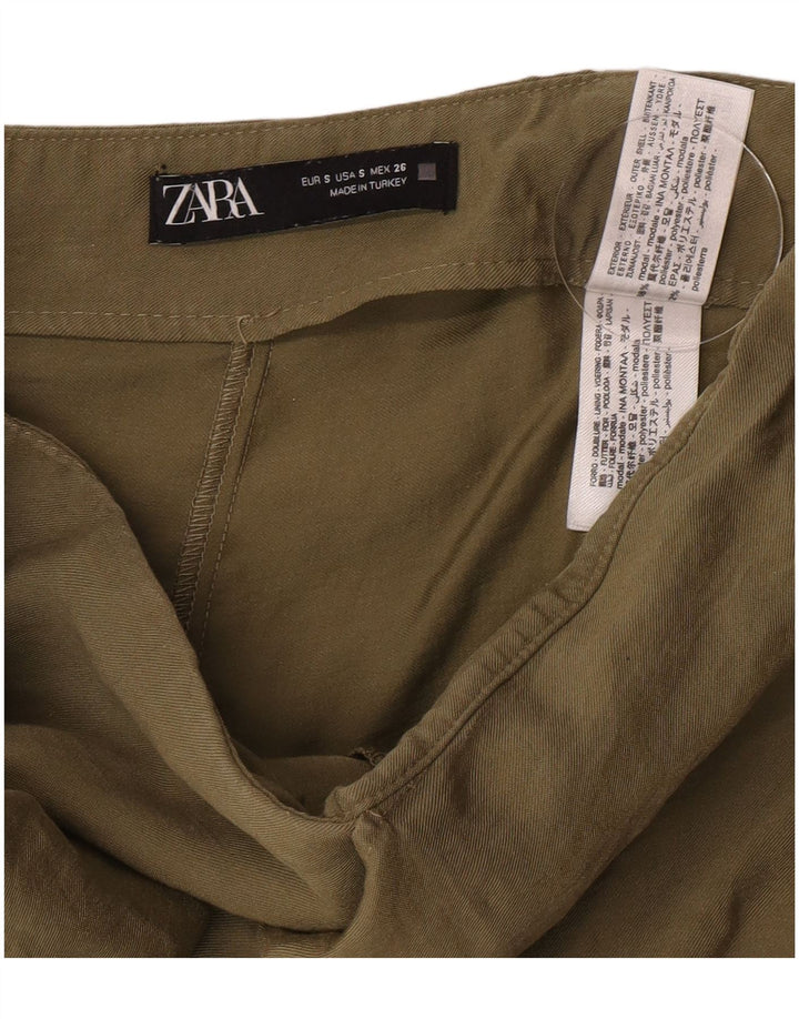 Zara Damen Freizeitshorts Small W26 Khaki Modal
