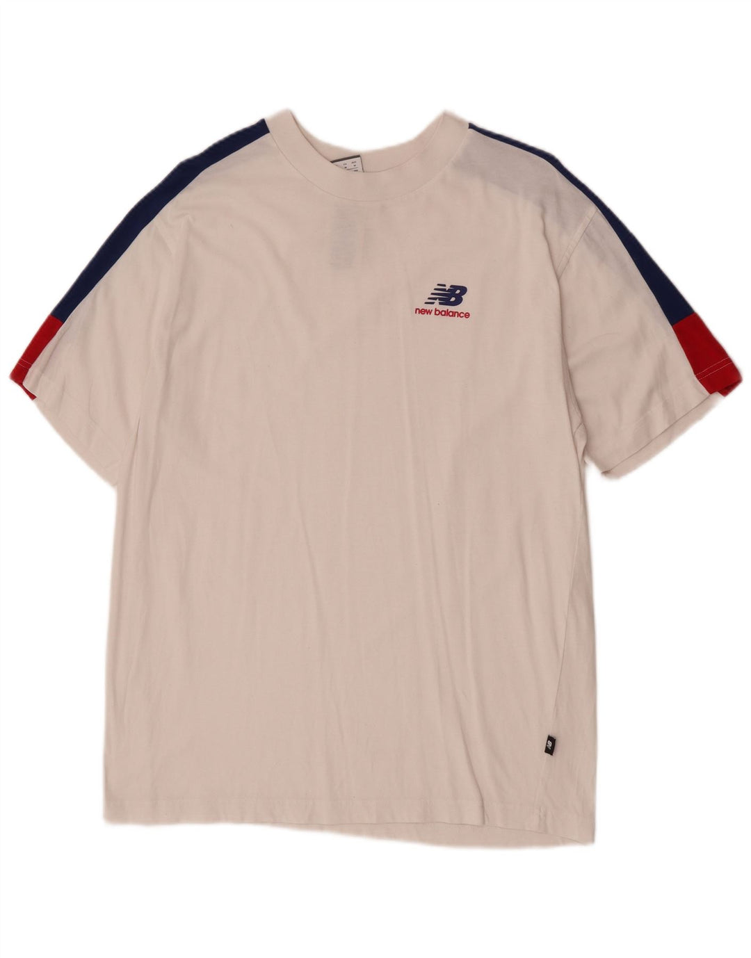 New Balance Herren-T-Shirt-Oberteil aus mittelweißer Colourblock-Baumwolle