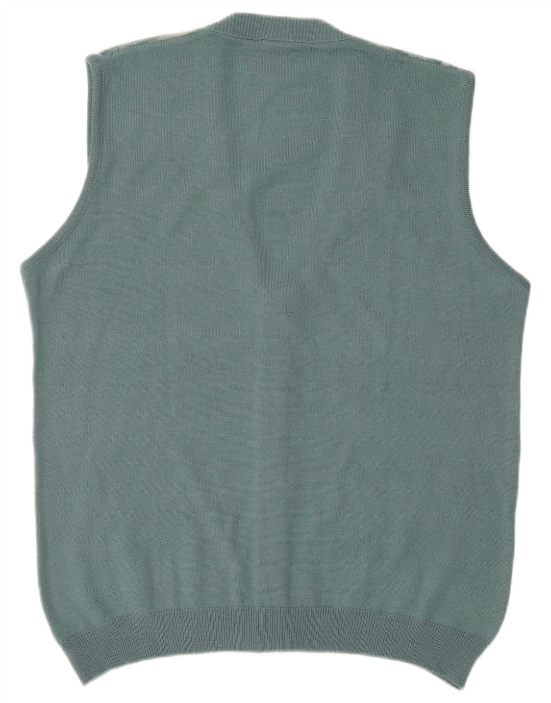Bernardini Herren-Strickjacke, ärmellos, XL, blaue geometrische Wolle