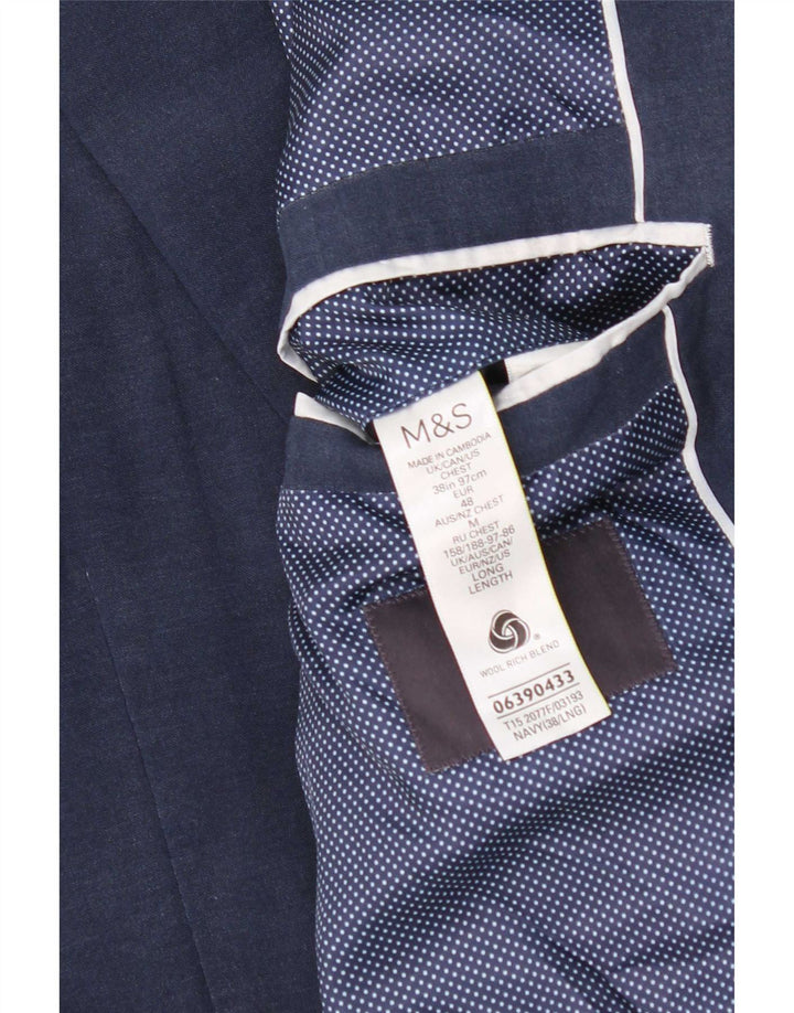 Marks & Spencer Herren-Blazer mit 2 Knöpfen, UK 38, mittelmarineblaue Wolle
