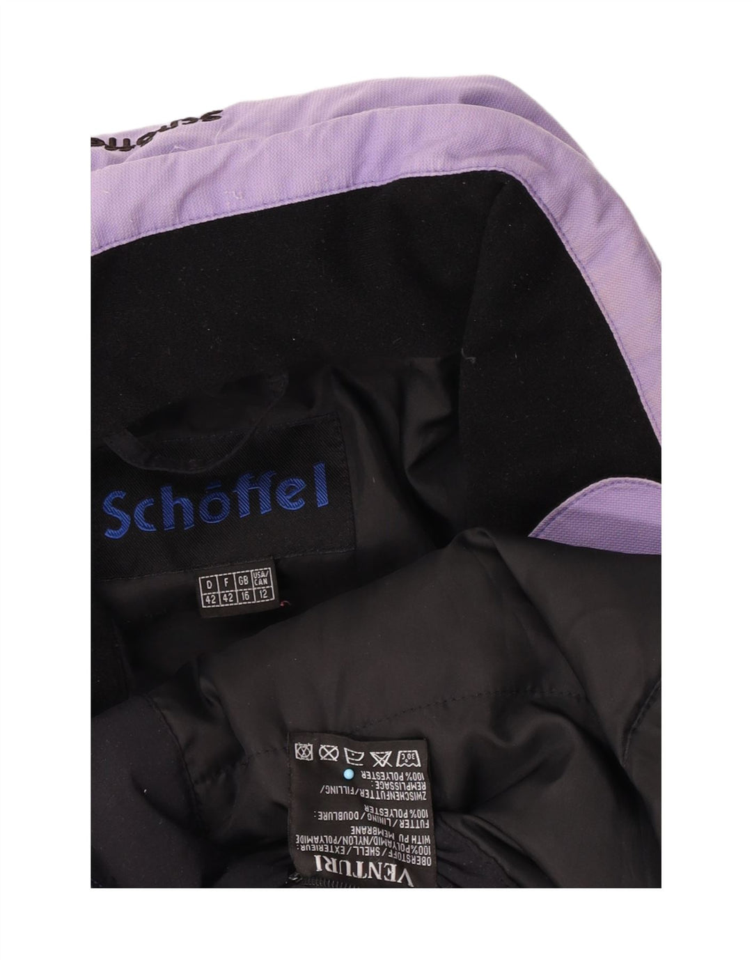 Schöffel Damen Skijacke mit Kapuze UK 16 Large Lila Polyamid