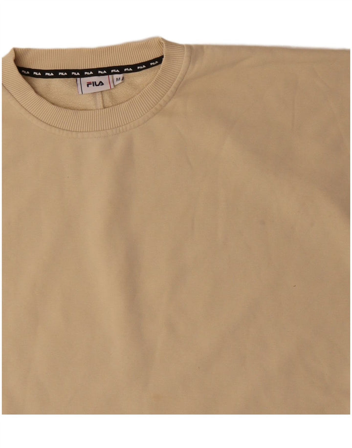 Fila Damen Crop Oversize T-Shirt Top UK 14 Mittelbeige Baumwolle