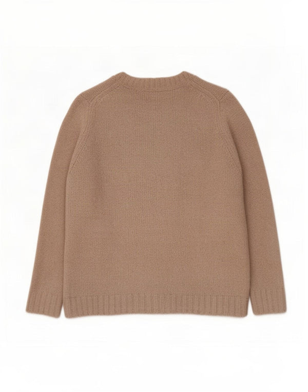 Zara Damen-Pullover mit grafischem V-Ausschnitt, Gr. 44, Größe L, Beige, Schmetterling