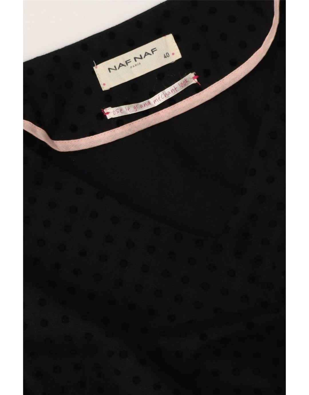 Naf Damen-Basic-Kleid mit 3/4-Ärmeln, EU 40, mittelgroß, schwarz gepunktet