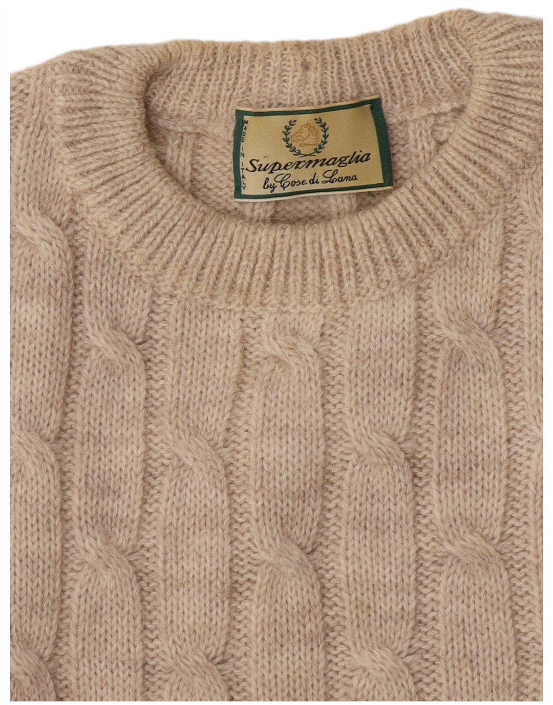 Supermaglia Herren-Pullover mit Rundhalsausschnitt, Größe L, Beige
