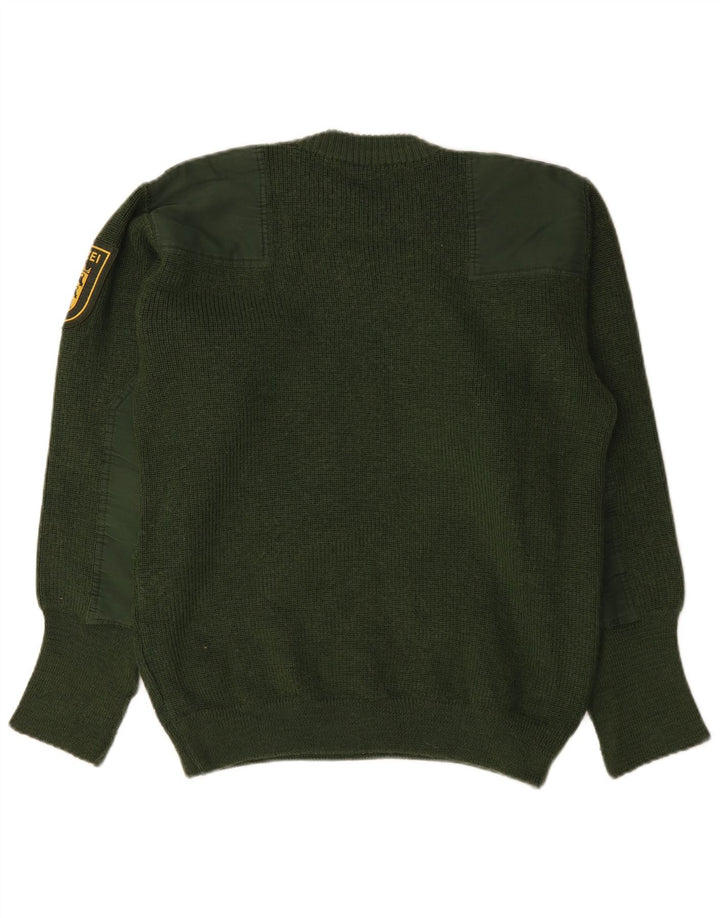 Vintage Herren Pullover mit grafischem Rundhalsausschnitt, IT 50, Mittelgrün
