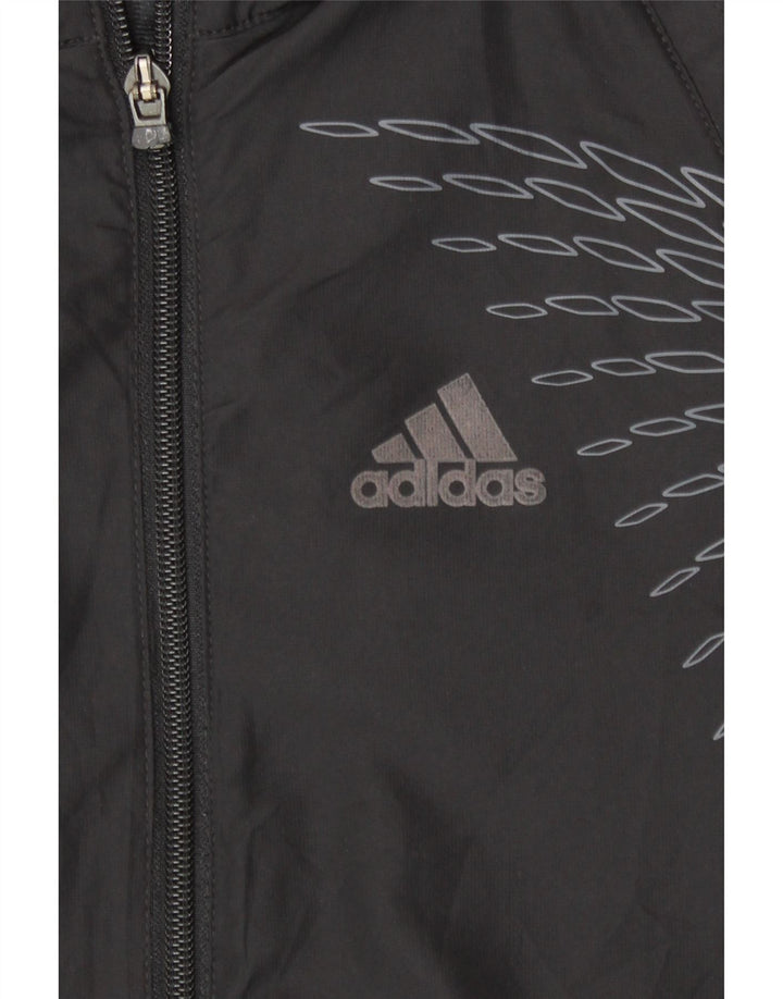 Adidas Damen Clima Proof Trainingsanzug Top Jacke UK 14 Large Schwarz Geometrisch