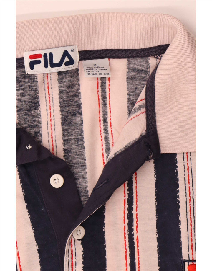 Fila Herren Poloshirt XL rosa gestreift aus Baumwolle