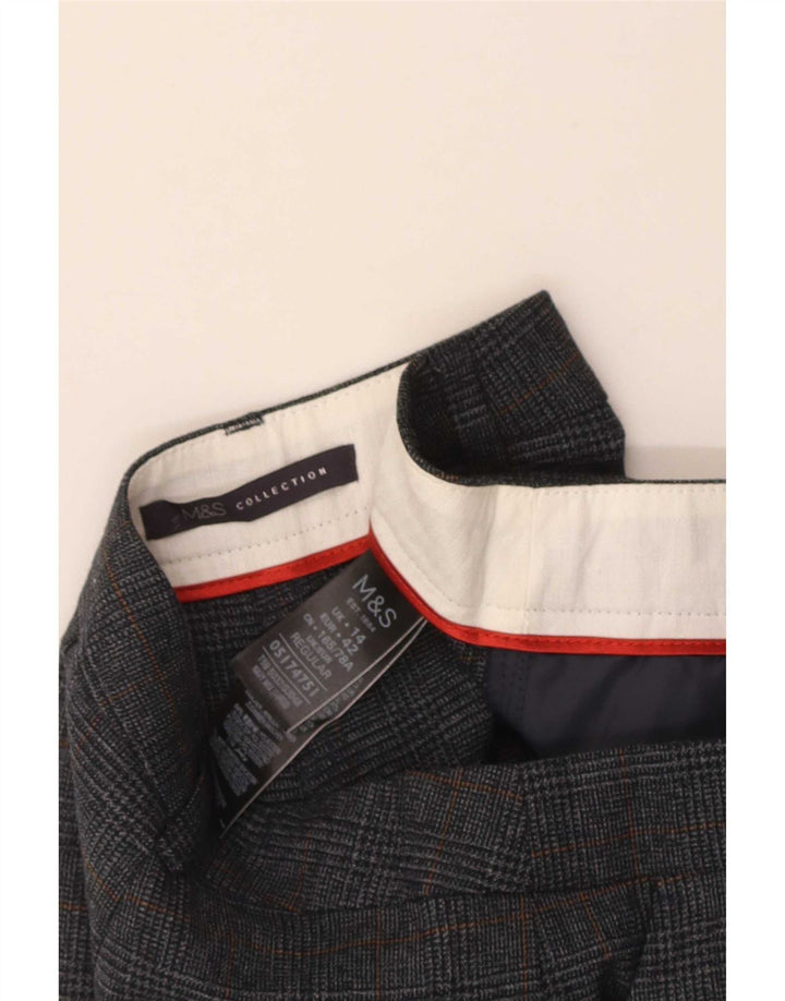Marks & Spencer Womens Chino Trousers UK 14 Medium W32 L27 Grey Plaid