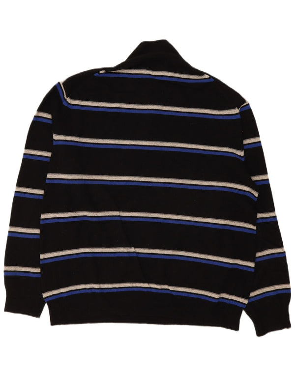 Kappa Herren-Pullover mit Reißverschluss, 2XL, schwarz gestreift, Kaschmir
