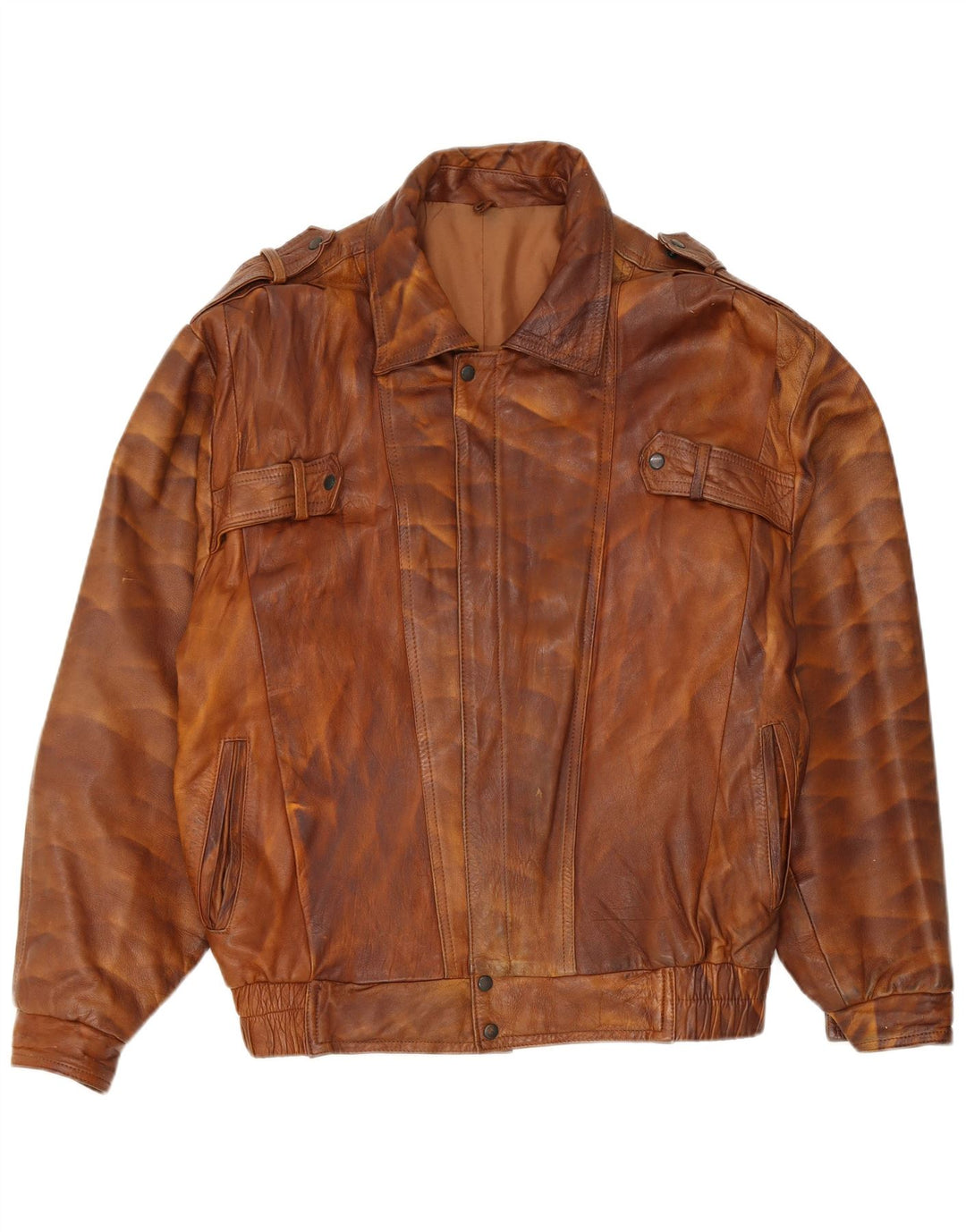 Vintage Herren Militärlederjacke UK 44 2XL Braunes Leder