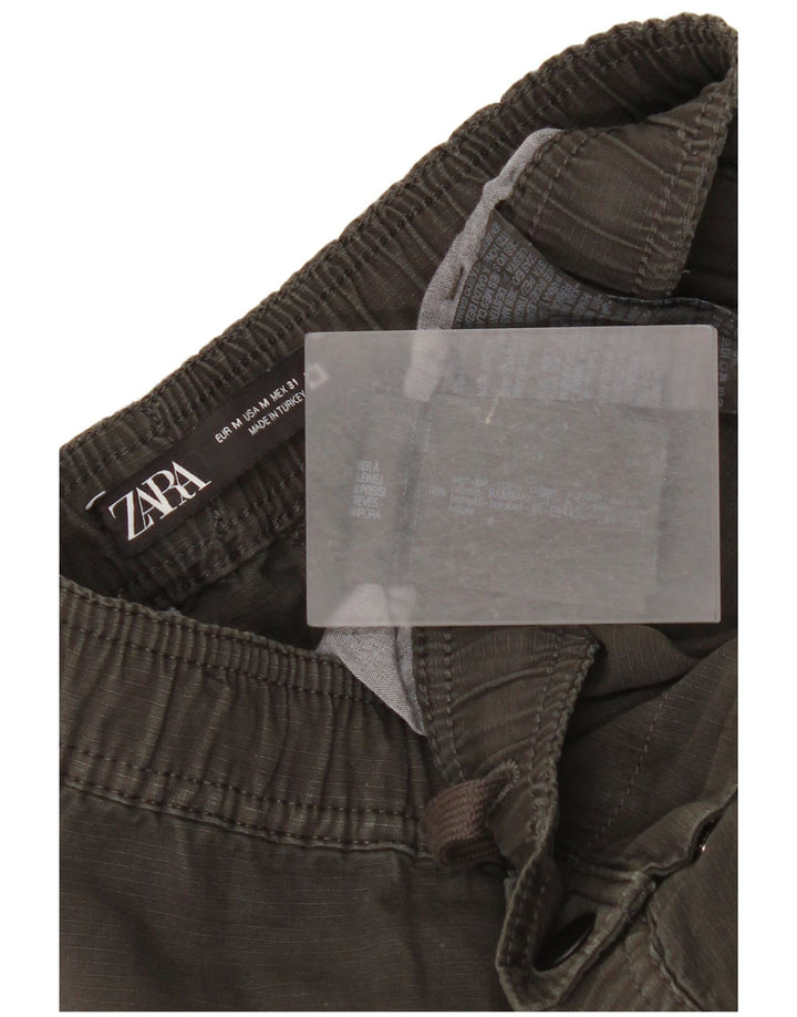 Zara Damen-Jogger-Cargohose, mittelgroß, W31, L28, graue Baumwolle