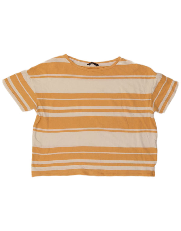 Marks & Spencer Damen Übergroßes T-Shirt-Oberteil UK 16 Large Orange gestreift