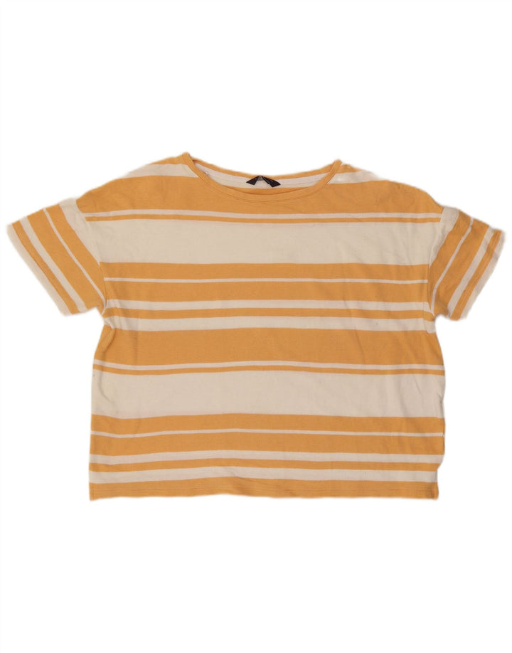 Marks & Spencer Damen Übergroßes T-Shirt-Oberteil UK 16 Large Orange gestreift