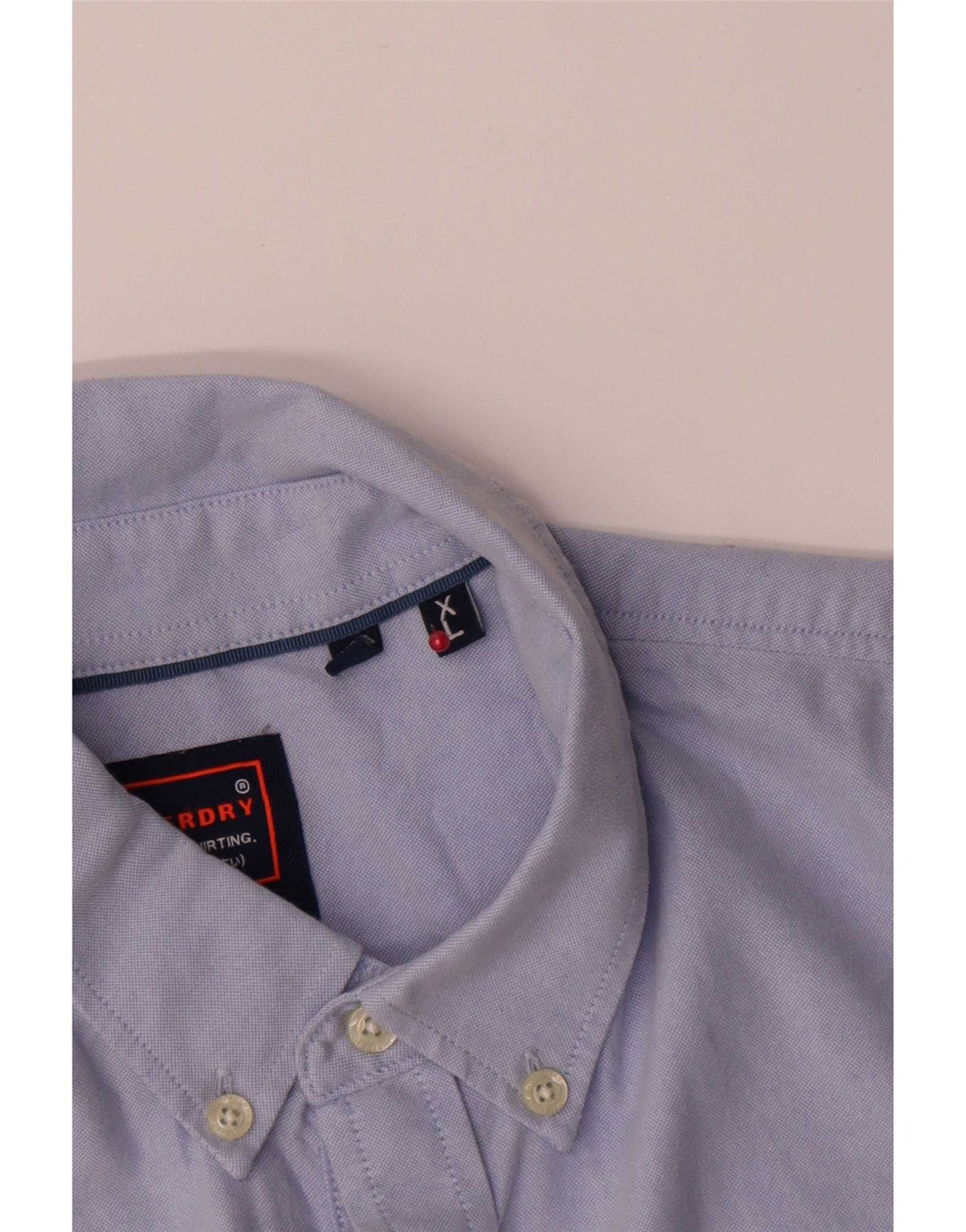 Superdry Herrenhemd XL, blaue Baumwolle