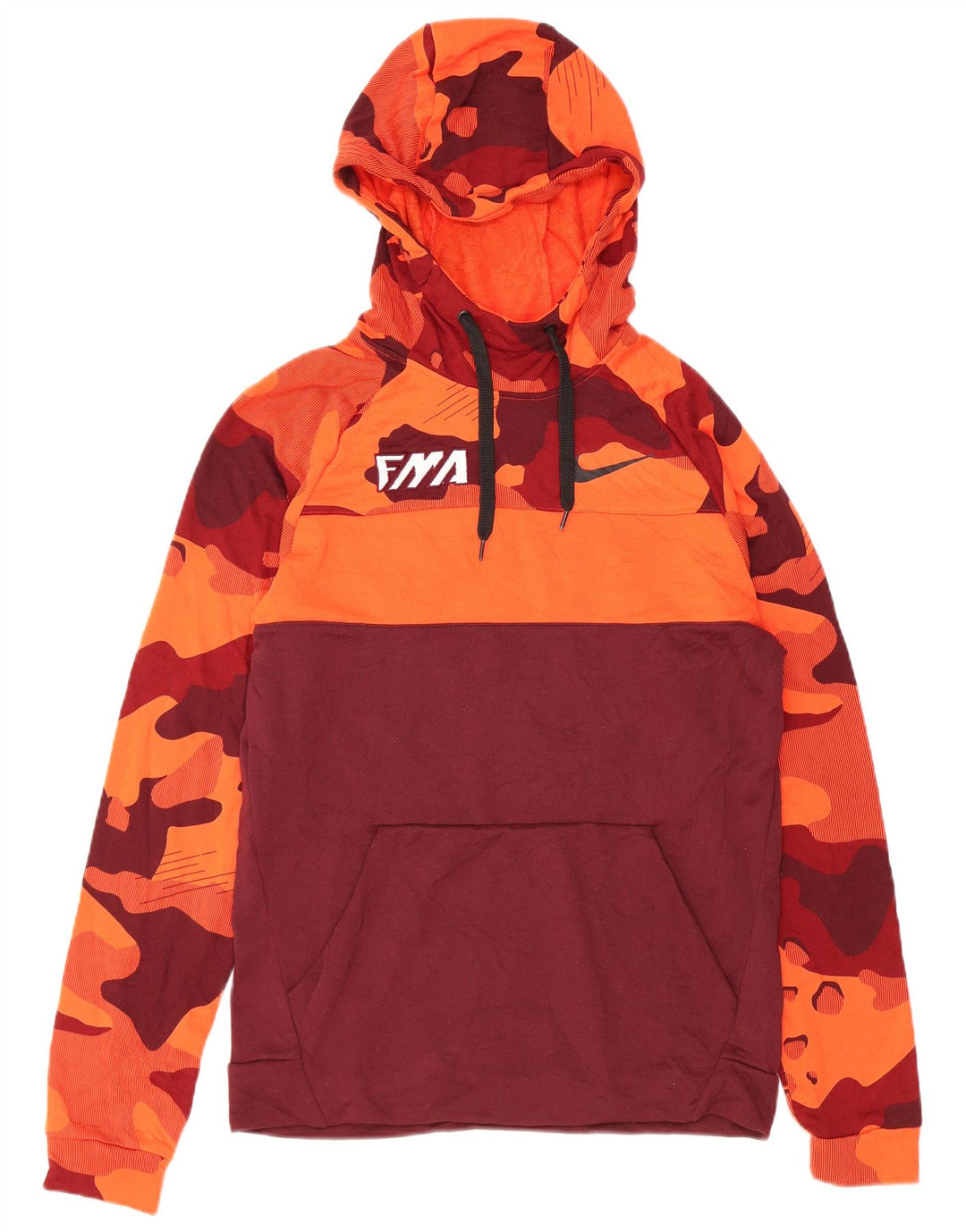Nike Herren Dri Fit Graphic Hoodie Pullover Small Orange Camouflage Polyester