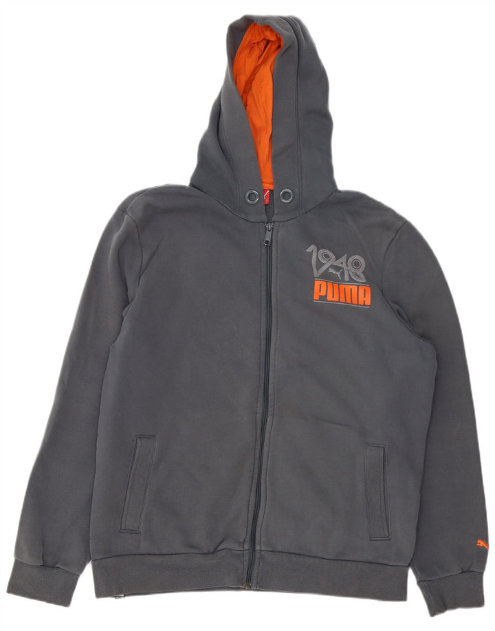Puma Herren Graphic Zip Hoodie Pullover Große graue Baumwolle