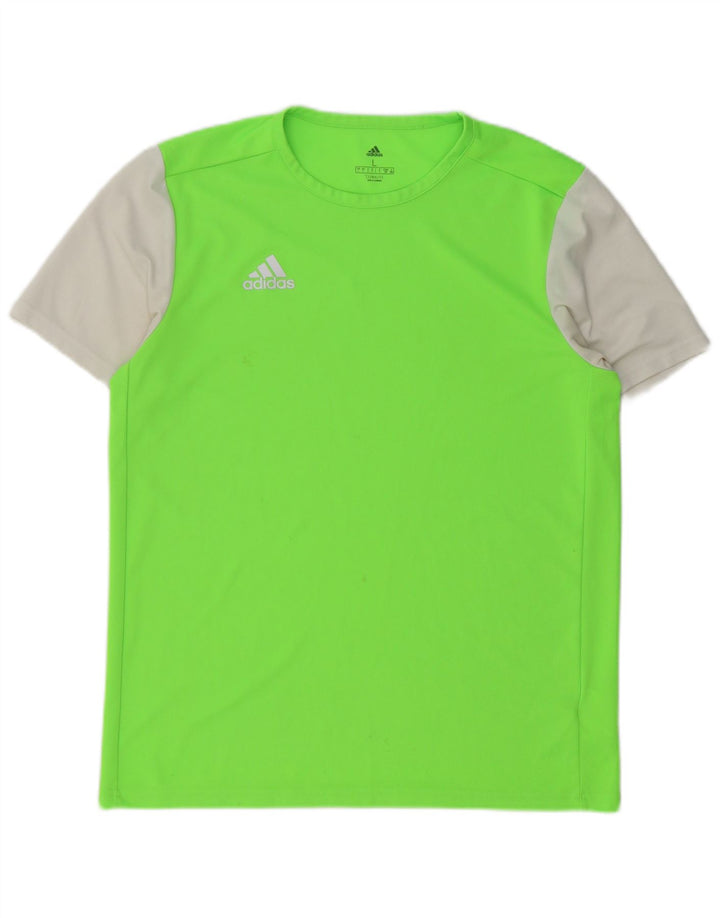 Adidas Herren Climalite T-Shirt Top Large Grün Colourblock Polyester