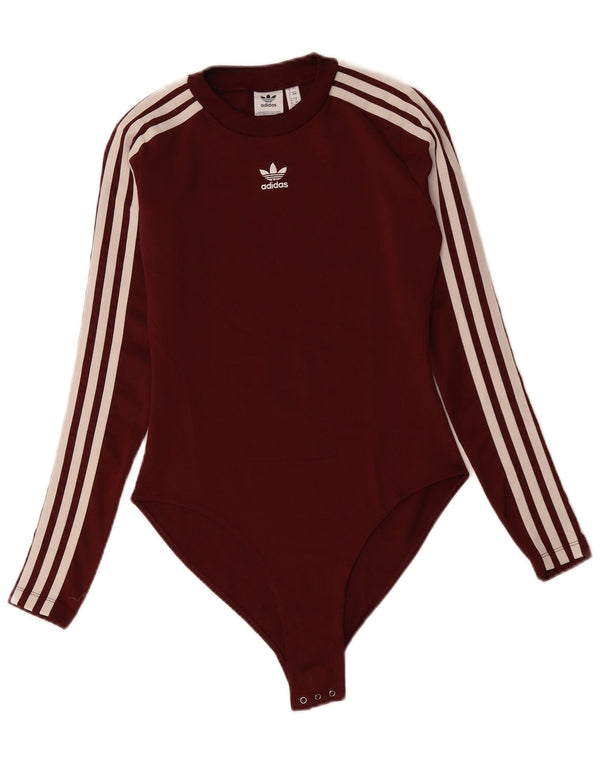 ADIDAS Langarm-Body für Damen, UK 8, Größe S, Burgunderrot, Polyester