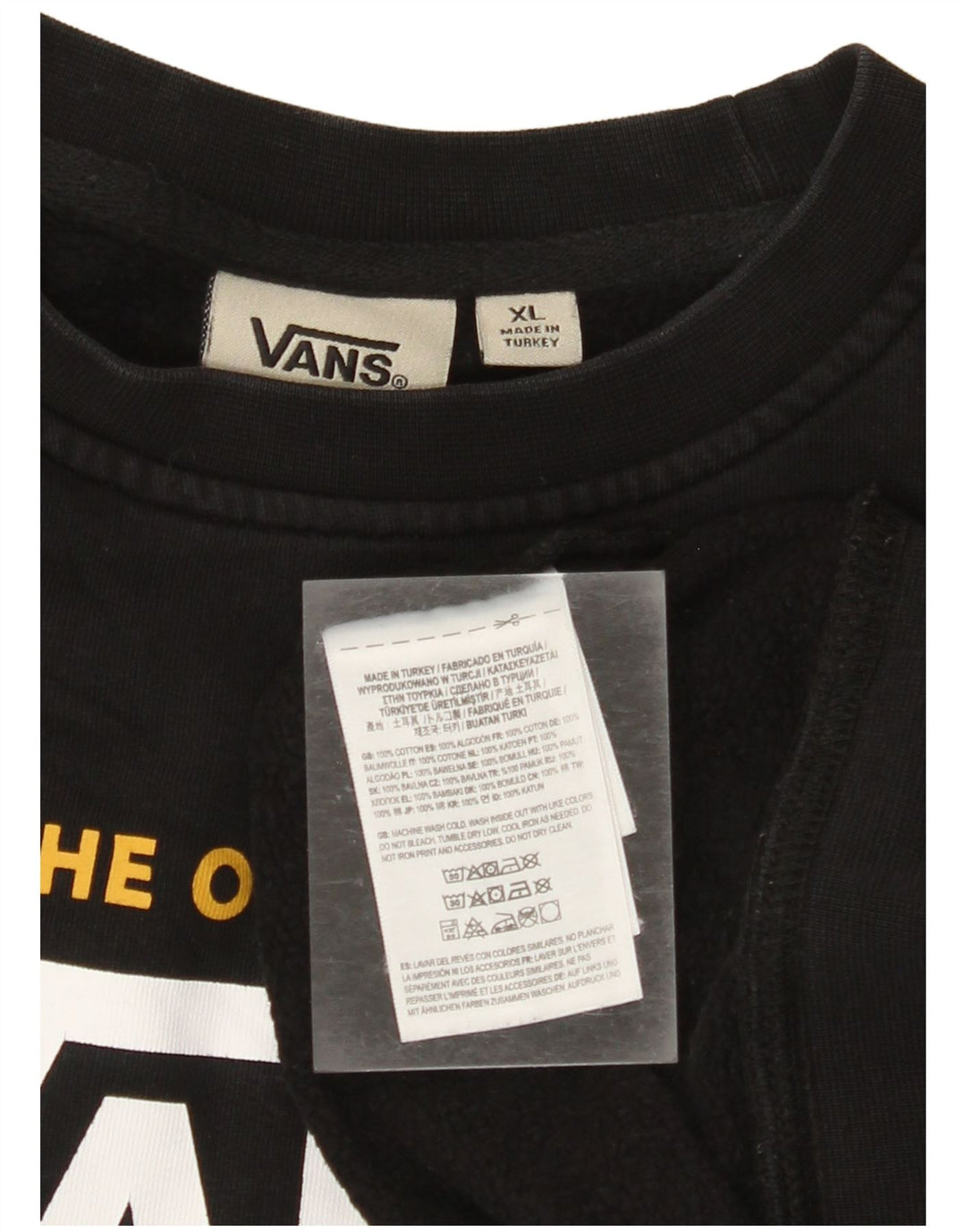 VANS Damen Off The Wall Graphic Sweatshirt Pullover UK 18 XL Schwarz Baumwolle