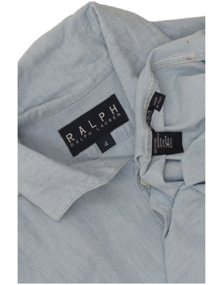 Ralph Lauren Damen Kurzarm-Oversize-Hemd, US 4 Small, Blau, Baumwolle