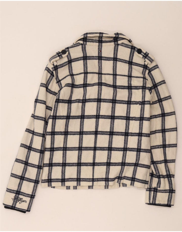 Tommy Hilfiger Pea Coat für Mädchen, 15–16 Jahre, weiß kariertes Polyester