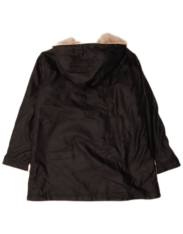 Zara Sherpa-Jacke mit Kapuze für Mädchen, 11–12 Jahre, schwarzes Polyethylen